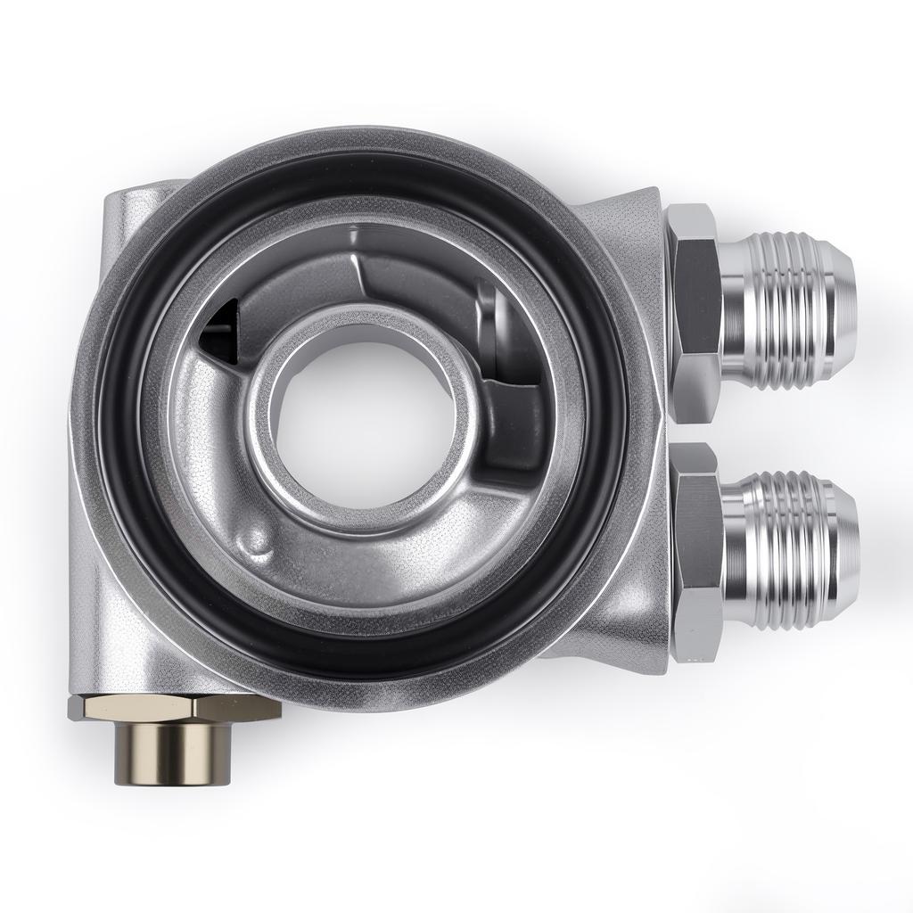 Silver Oil Sandwich Adapter Oil Sandwich Plate with Thermostat 3/4-16 UNF Adapter AN8 AN10 Fittings for choose