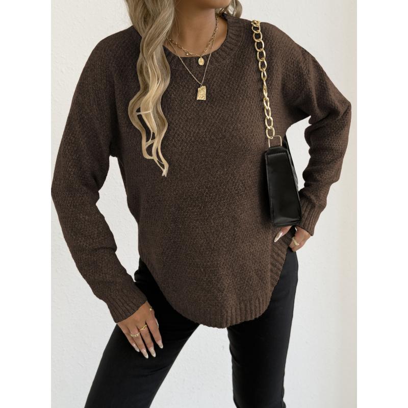 Women's Autumn Winter Pullover Top Women's Floral Velvet Knitted Sweater Casual Base Shirt Round Neck Sweater