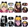 Naruto Printed Kids School Backpack Lunch Bag Pencil Case Set With Nylon Material For Children