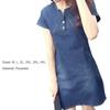 Vestido Casual Jeans Elegante Feminino de Verão com Gola O e Manga Curta Costurado para Uso Diário