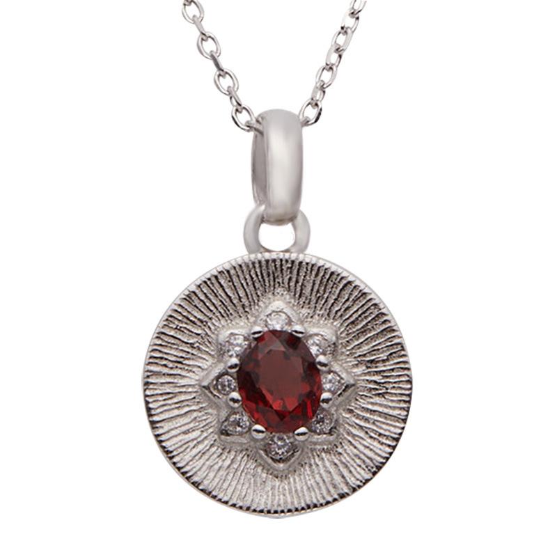 Collana Tesoro Colorato con Zaffiro Naturale, Granato Tanzaniano, Peridoto, Ciondolo da Donna, Argento Sterling S925, Design con Piatto di Giada