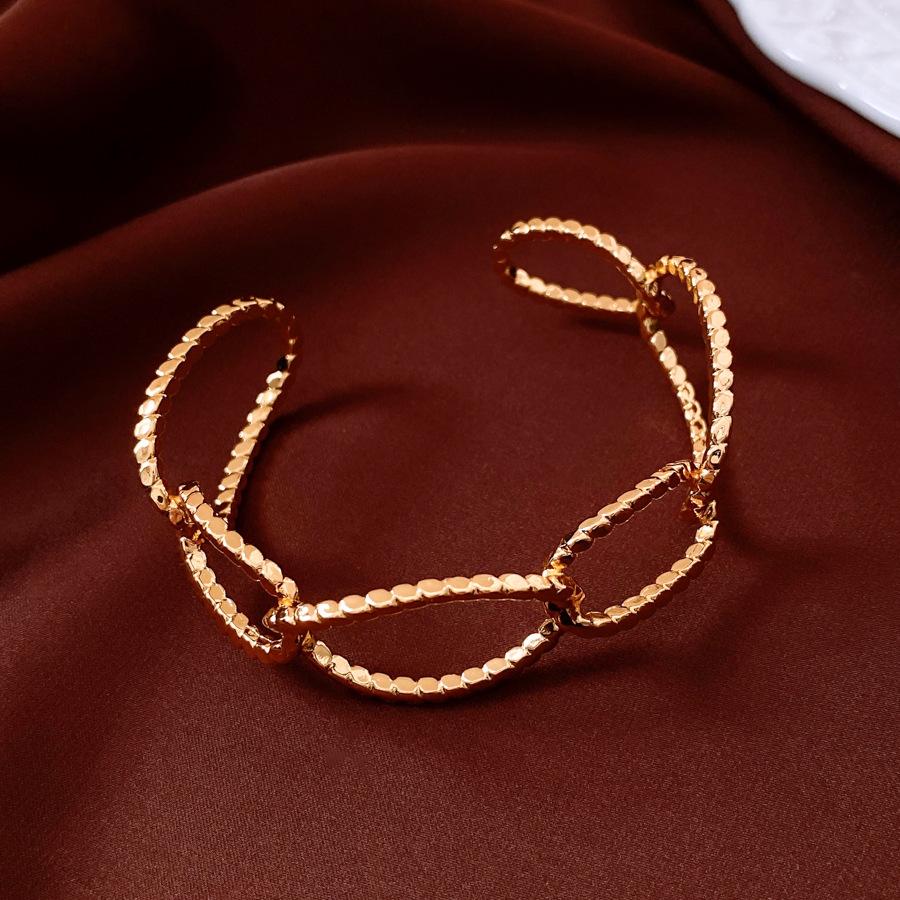 Браслет-овал с гальваническим покрытием из настоящего золота 18 карат, европейский и американский простой браслет, трендовый, универсальный, женский