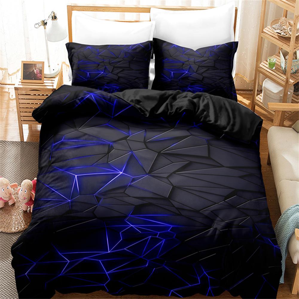 Plástvový černý a červený digitálně potištěný set přikrývky a povlaků na polštáře Ložní set Dekorace do ložnice - 1 povlak na přikrývku + 2 povlaky na polštáře (Žádné jádro polštáře)