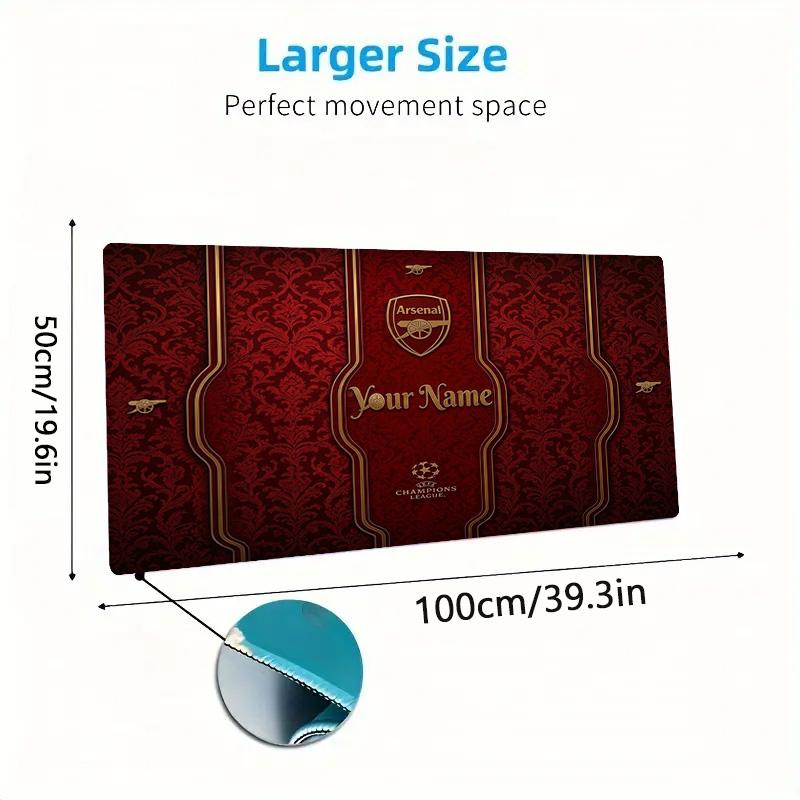 Arsenal F Benutzerdefinierter Name Große Größe Mauspade Große Gaming-Tischunterlage Rutschfest für Laptop Tablet Großes Mauspade XXL Matte Mini-PC-Spielmatte Mit Verriegeltem Rand