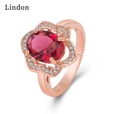 Lindon Classic Copper Alloy Zircon Ring Ladies Jewelry Wedding Promise Party Gift