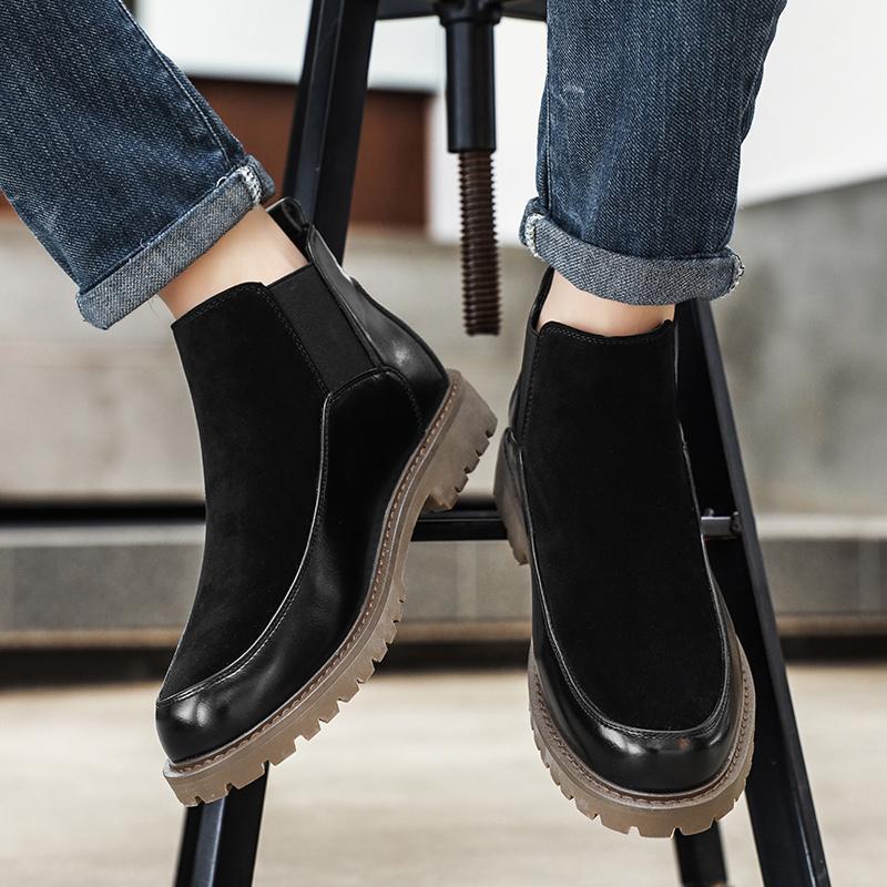 Fashion New men's Chelsea boots Fashionable minimalist British style Outdoor leisure business party Daily office dress Brown shoes