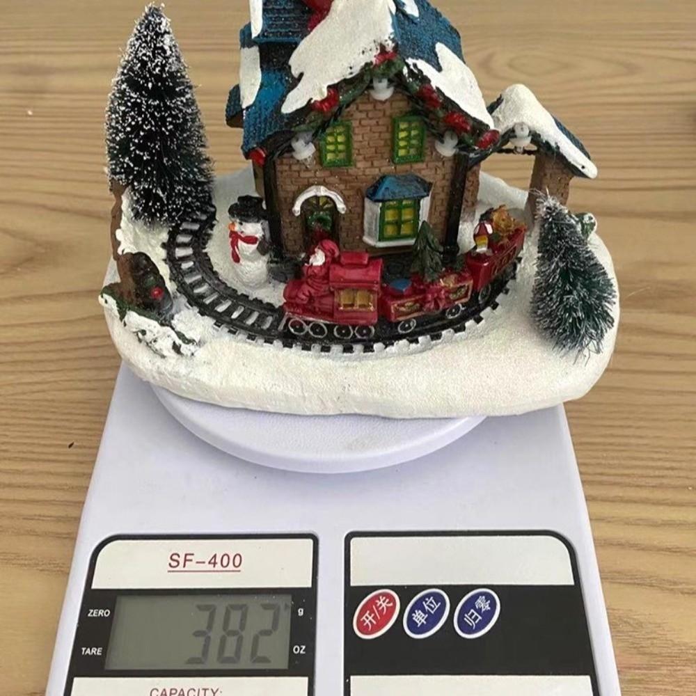 Resin Christmas Luminous House Ornaments LED Lighted Snow House Figurine Xmas Colorful Light House Christmas Desktop Decoration