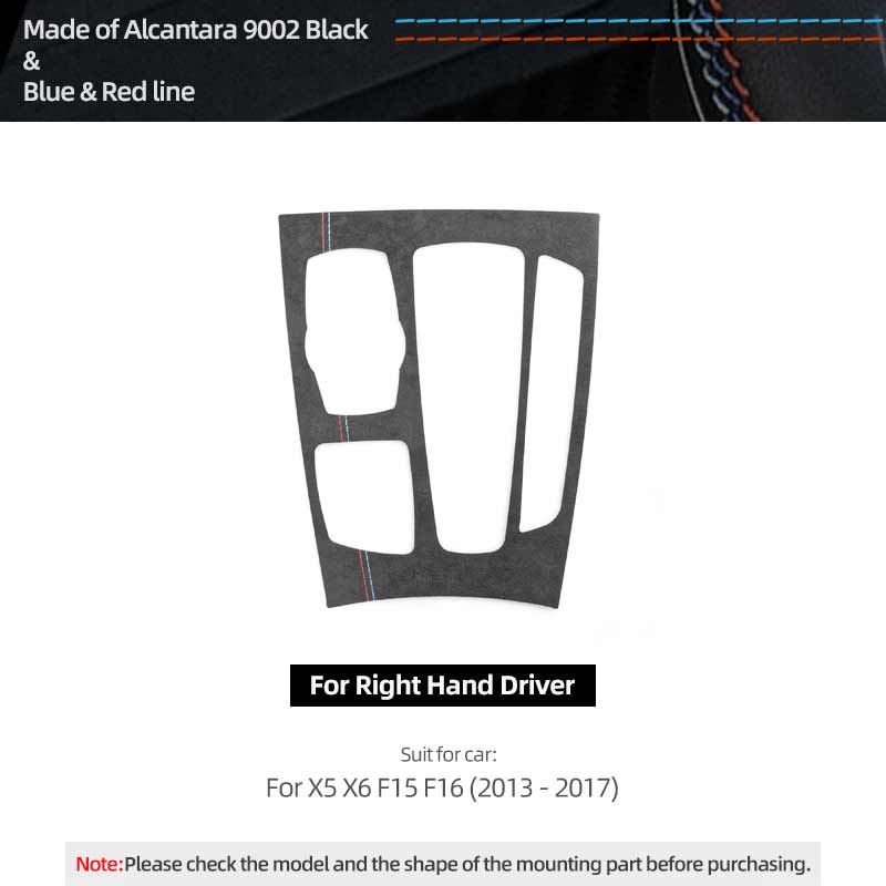 For BMW X5 F15 X6 F16 Made of Alcantara Car Interior Gear Shift Knob Panel Trim Frame Performance Stickers Tuning Accessories
