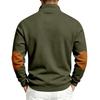 Men's Retro Patchwork Half-Zip Sweatshirt with Stand Collar for Fall Winter Casual Wear