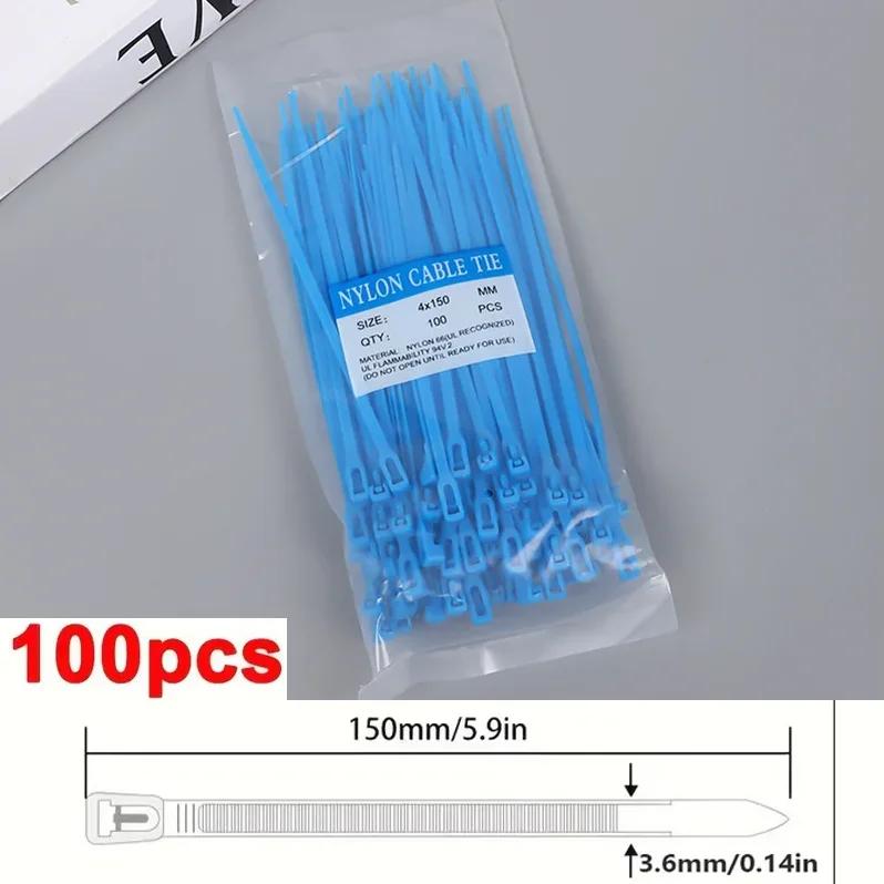 100 Pack Colored Plastic Zip Ties, Reusable Detachable Adjustable Cable Ties for Daily Packing & Decoration