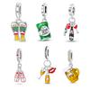 Vergoldete 925er Silber Food Street Bier Charms Passend für 925er Charms Armband Perlen Schmuck Geschenke für Frauen