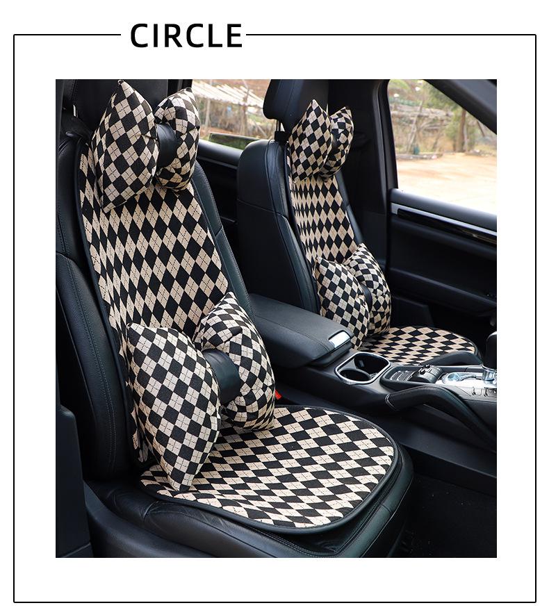 Universal Car Seat Cushion with Jacquard Knitted Diamond Grid - Anti-Slip, Fashionable Car Interior Accessory