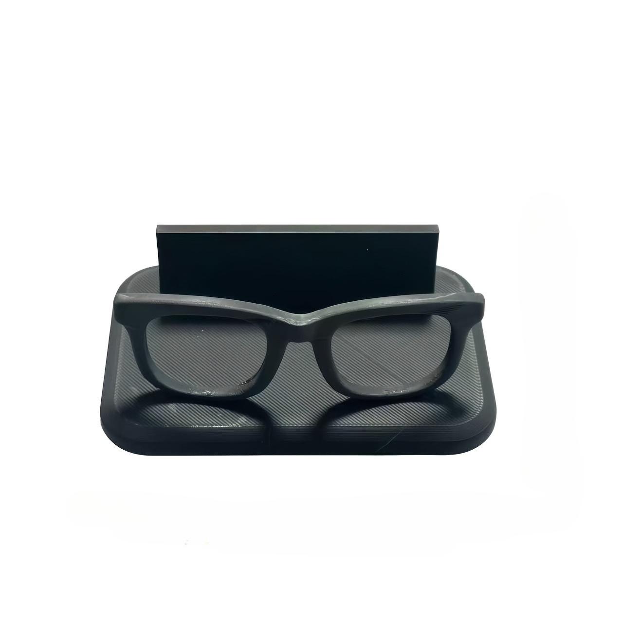 

Eyeglass-Shaped Business Card Holder & Display Stand, Modern Plastic Desk Organizer, Decorative Frame Design for Office чёрный