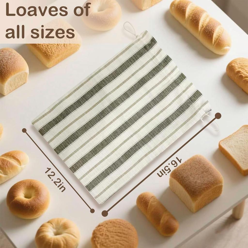 Premium Bread Bags for Homemade Loaves, XL Reble Linen with Plastic Lining, Equipped with Convenient Drawstring for Ultimate Freshness, BPA-Free,