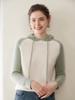 Women's High-End Color Block Hooded Cashmere Sweater - Loose, Thick, Raglan Sleeve Knitwear for Autumn/Winter Outerwear