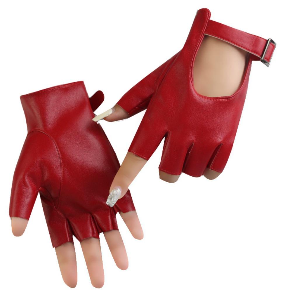 Waterproof Fingerless Gloves Square Buckle Driving Gloves Half Finger Gloves Stage Performances