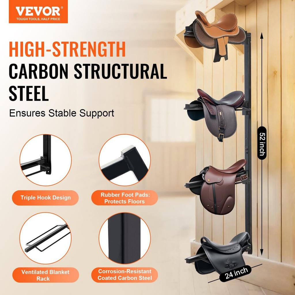 Wall Mount Saddle Rack Four Tiers Western & English Horse Saddle Holder