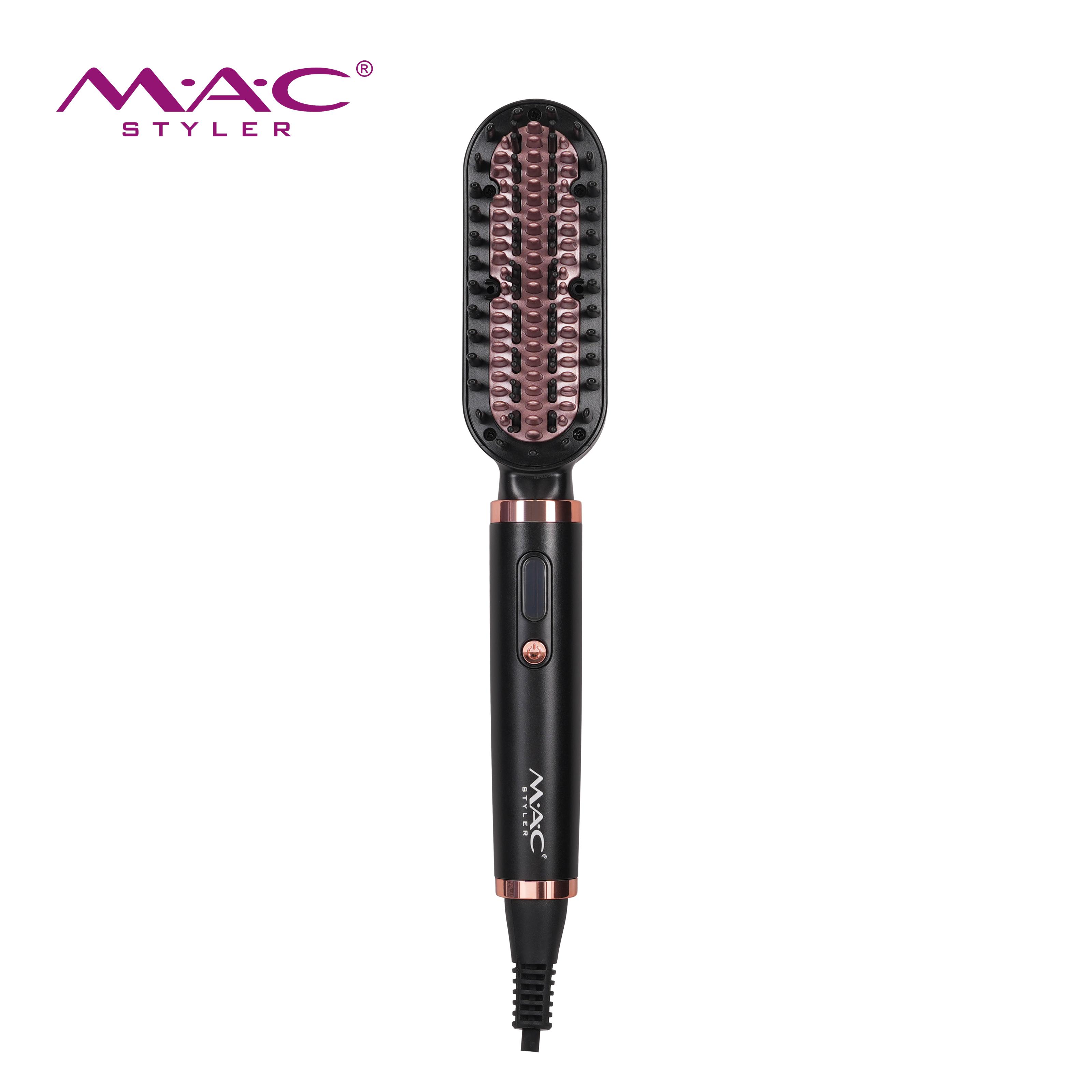 MAC Styler Keratin Protect Electric Hair Straightener Brush 230C Professional Nylon Brush for Healthy Frizz-Free Hotel Household 220-240V