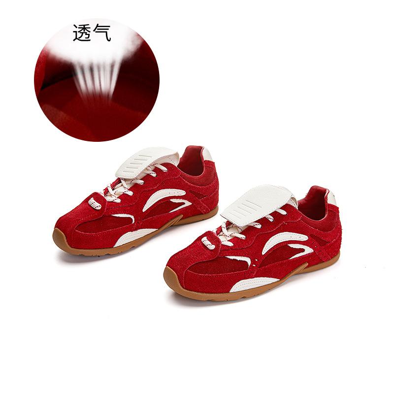 Leather velvet Forrest Gump shoes women's 2025 winter new warm retro sports shoes versatile German training shoes casual women's shoes