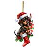 2d Ornament Portable Acrylic Dog Tree Ornament Car Pendant Sausage Dog With Hats Christmas Wooden Garland Beads Long