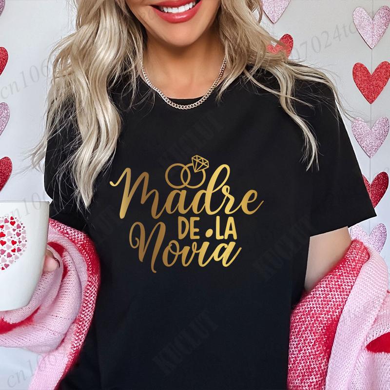 Spanish Printing Father Mother of The Bride T-shirt Team Bride Maid T-shirt Bridal Shower Wedding Bachelorette Party Y2k Tops
