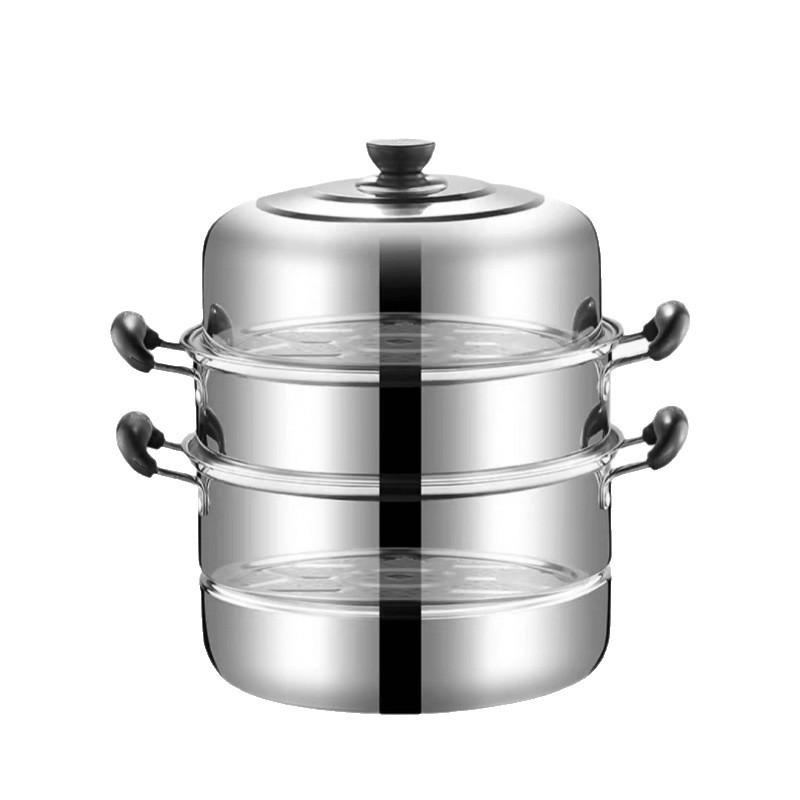 Large Dual-Layer Stainless Steel Steamer & Soup Pot for Induction and Gas Stoves