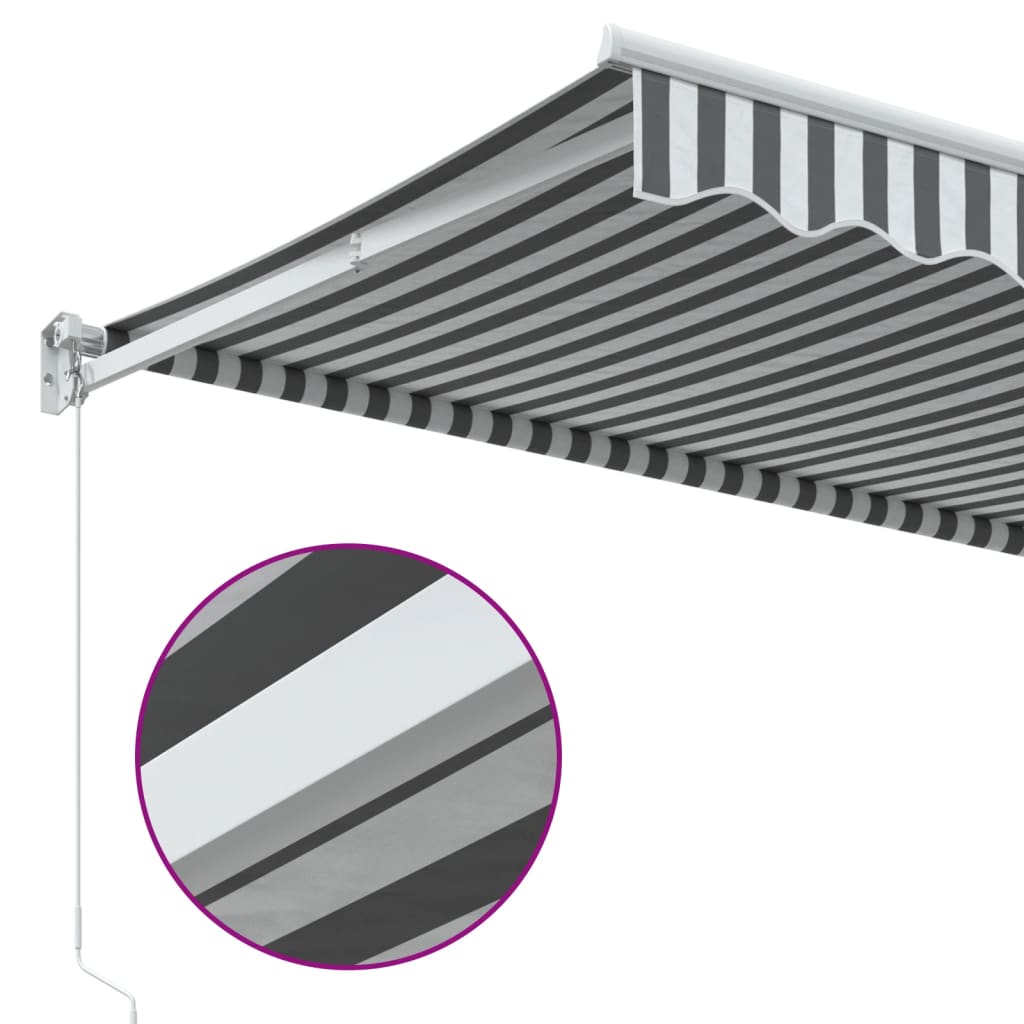 Retractable Awning Anthracite & White 3.5 X 2.5 M Fabric & Aluminum