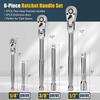 Flex Head Ratchet Set 1/4" 3/8" 1/2" Drive 180° Adjustable Swivel Head Ratchet Wrench with Extension Bar 72 Tooth 6 Pcs