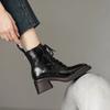 Damen Stiefeletten Hohe Qualität Lässige Lederstiefel Klassische Schnür-Stiefeletten Plüsch Warm Winterstiefel für Damen Stiefeletten Damen