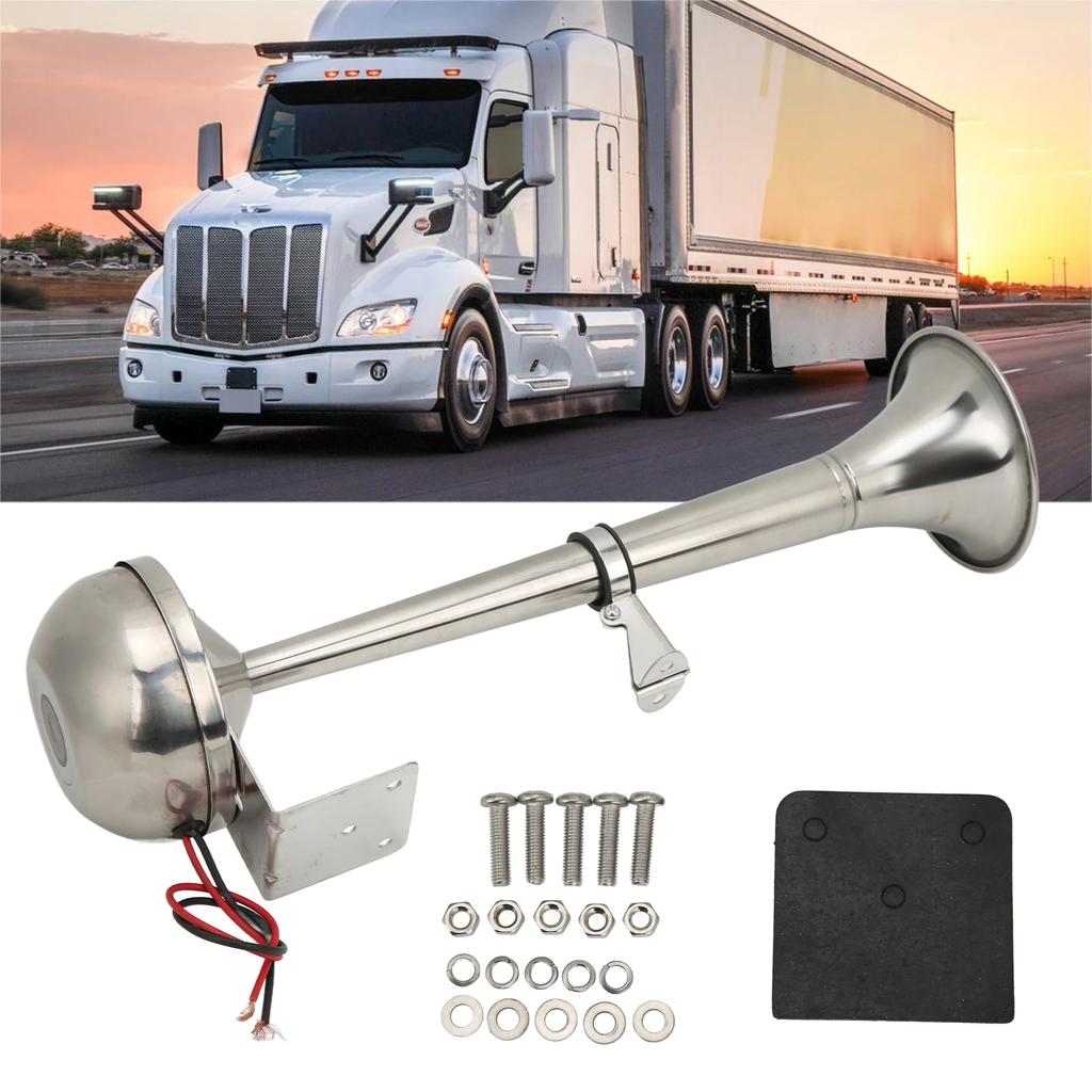 Loud Single Trumpet 328DB 12V 30W Stainless Steel Universal Air Horn for Boats RVs Yachts VXH1112MAR‑C