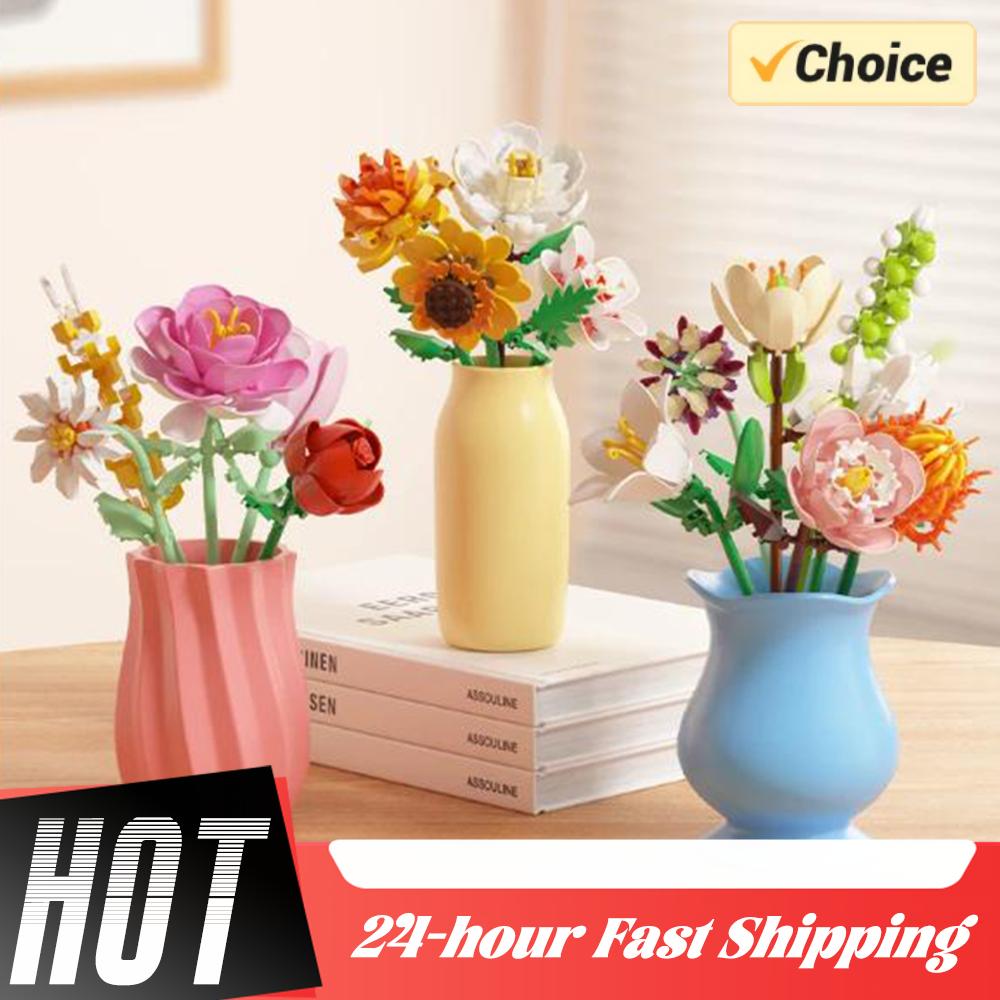 24-Day Blooming Countdown Calendar Flowers Building Blocks Toy Christmas New Year Valentine's Day Holiday Gift Decor Flower Set