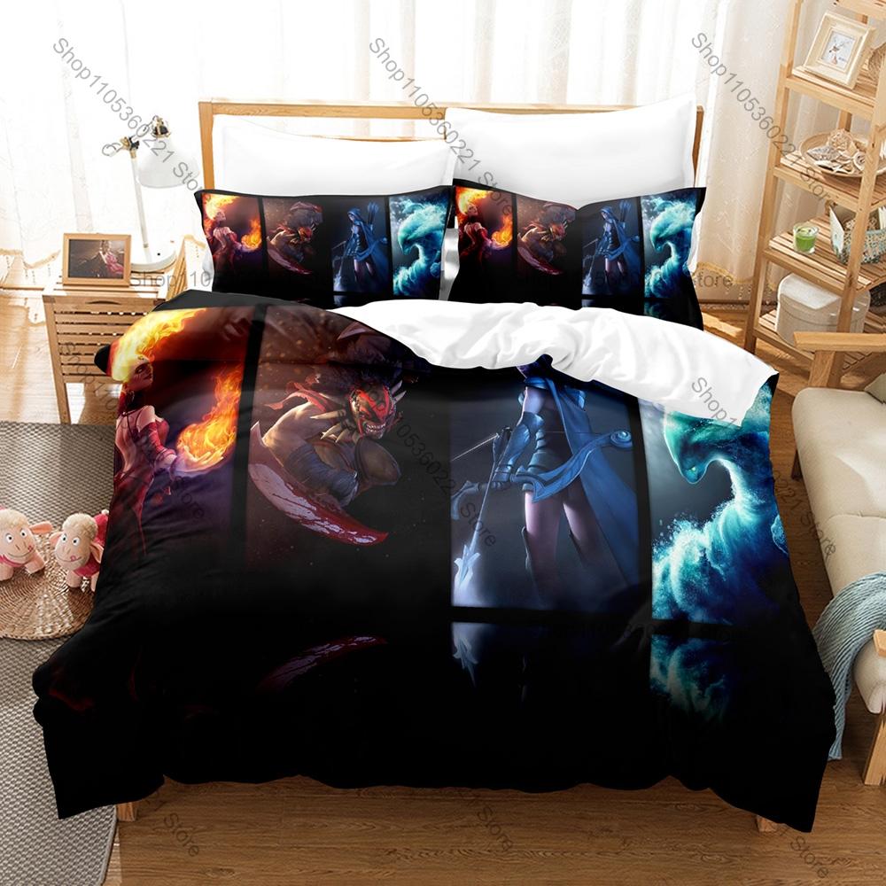 Dota 2 3PCS Bedding Set Duvet Cover And Two Pillowcases Microfiber 3D Digital Printed Game Bed Linens Home Decoration