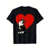 European Sizes Funny Black & Tuxedo Cat Valentine'S Day T-Shirt - Red Heart Graphic Tee, Adult Casual Crewneck Shirt