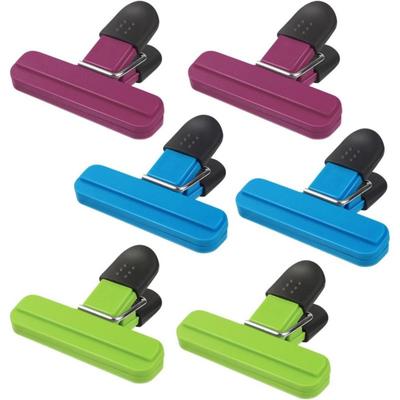 6 Piece Silicone Food Bag Clips Heavy Duty Sealing Clips for Snacks, Coffee, etc.Potato Chip Bags Potato Chips, Small Size, Plastic Bag Clips.