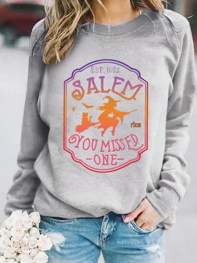 Autumn/Winter Women's Long-Sleeve Salem Witch Pullover Hoodie