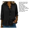 Women Casual Shirt Stand Collar Mid-Length Long Sleeve Breathable Tops Pure Color Loose Fit Ruffle Trim Shirt Daily Wear
