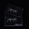 Modern Minimalist Black Leather Leopard Inlay Tray Keys Jewelry Entryway Decor Gift Couple Housewarming
