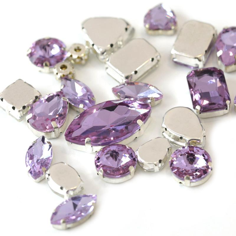 Mixed 50 Rhinestones Single Claw Glass Hand Sewing Drill Claw Drill DIY Wedding Decoration Clothing Crystal Buckle Rhinestone Sew on Beads