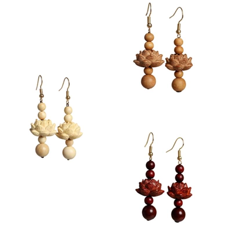 Elegant Wood And Alloy Florals Earrings Handmade Dangling Earrings For Daily Wear Or Special Occasions