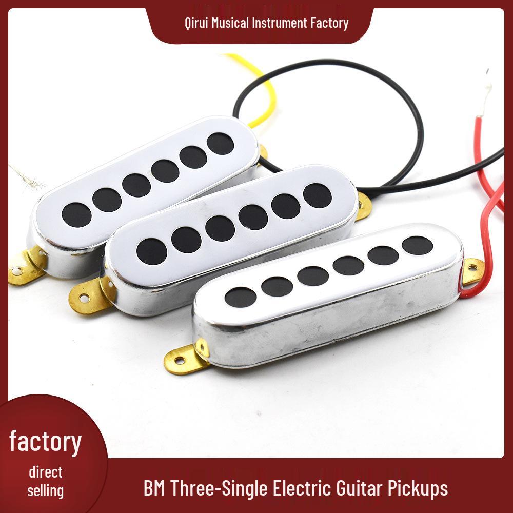 Трехкомпонентный набор сингловых звукоснимателей для электрогитар BM в хромированном исполнении Middle M