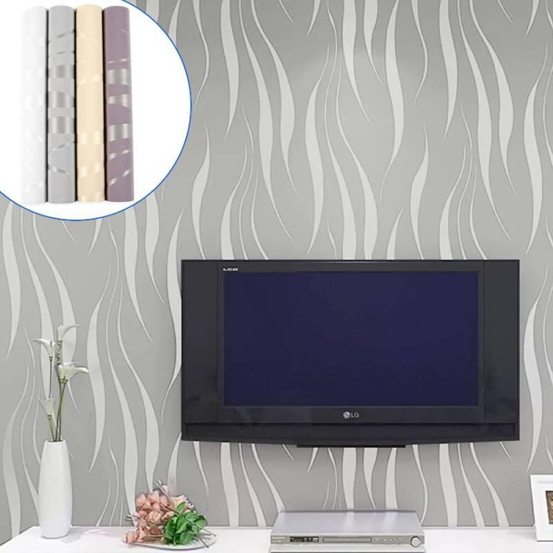 Embossed 3d Wave Stripes Wallpaper Silver Grey Non Woven Living Room Wall Decors