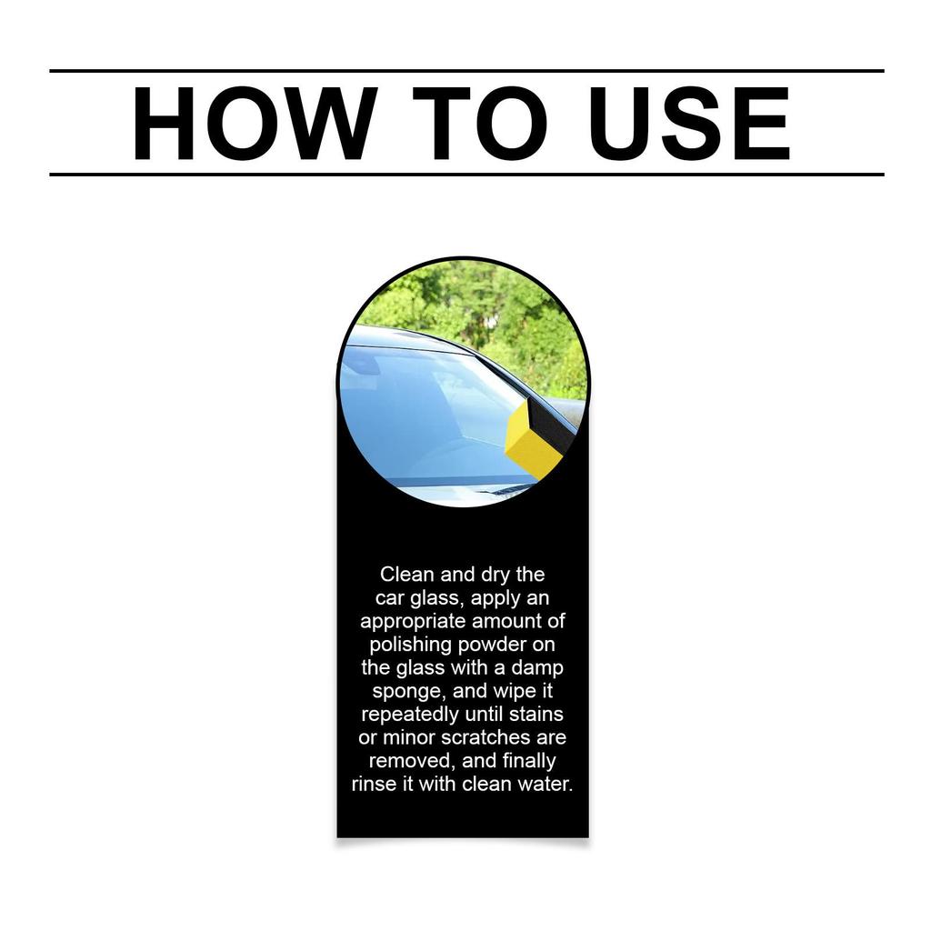 Homonth Prášek na leštění autoskel Leštění a čištění olejového filmu na čelním skle auta Prášek na čištění skla auta