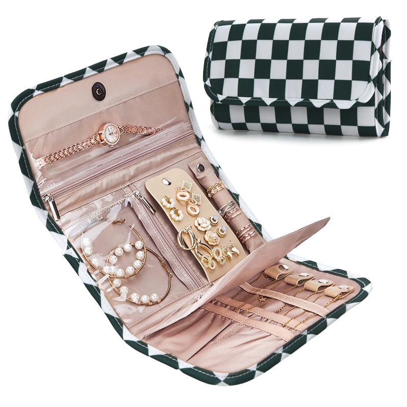 Jewelry Organizer Bag With Foldable Design For Travel And Gift Use