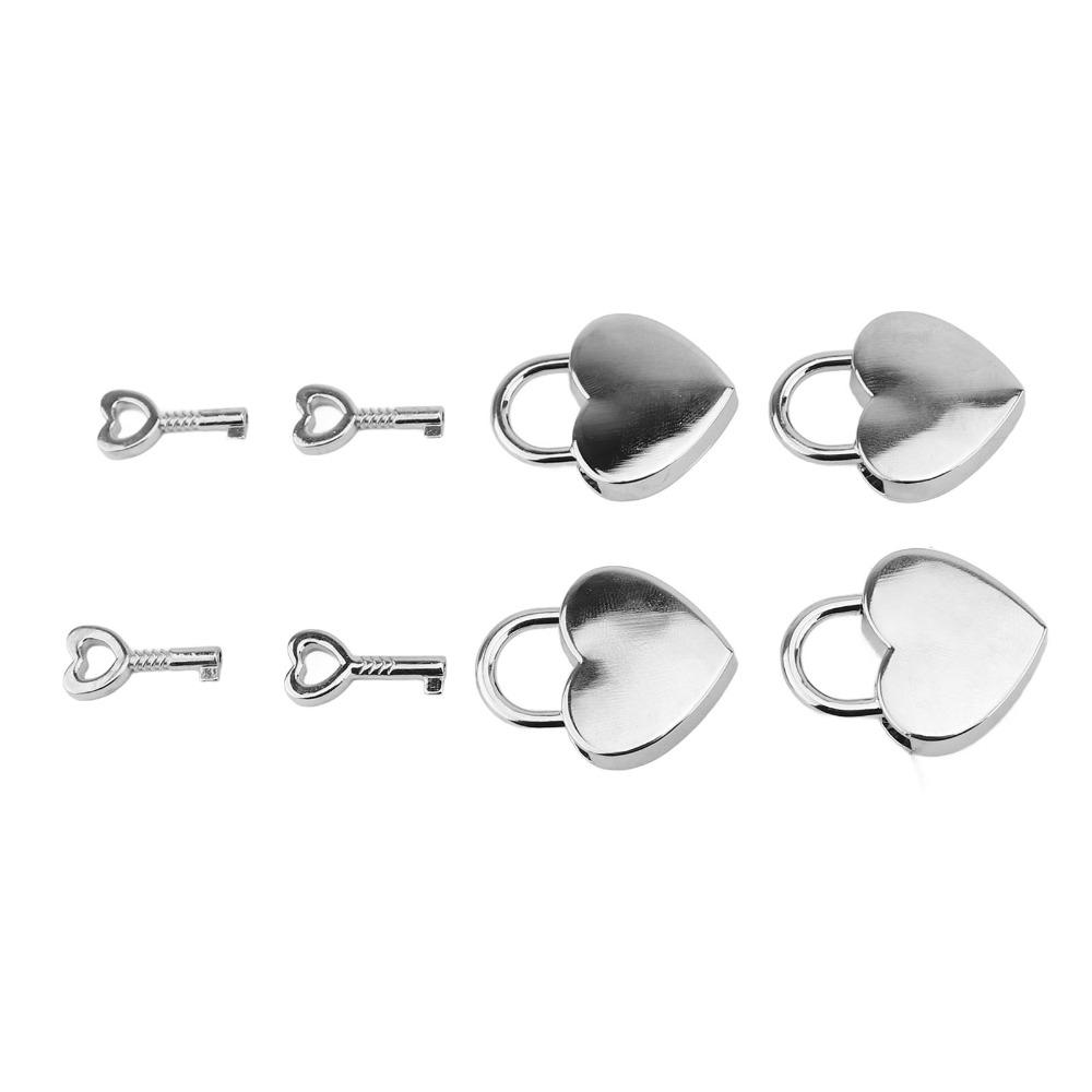 4sets Metal Mini Padlock with Key Silver Diary Lock Decorative Love Lock For Jewelry Box