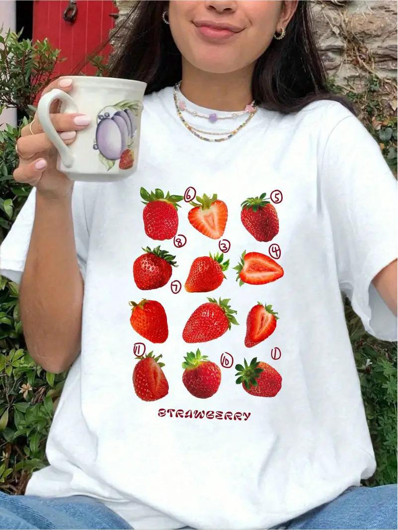 

Женский топ с короткими рукавами и круглым вырезом с вишневым принтом и бесплатной доставкой XL