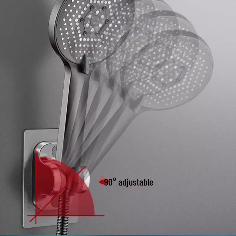Punch-Free Adjustable Shower Head Holder with Suction Cup Base