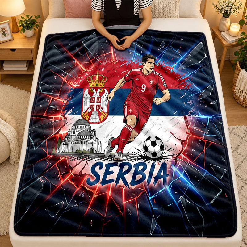 Flanell-Decke Serbien Warm Weich Überwurfdecke für Innenbereich Sofa Bett Wohnzimmergebrauch