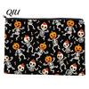 Multipurpose Storage Pouch Halloween Bag, Large Capacity Cosmetic with Pumpkin Print Bag Castle Skull Print, Smooth Zipper Thickened Canvas