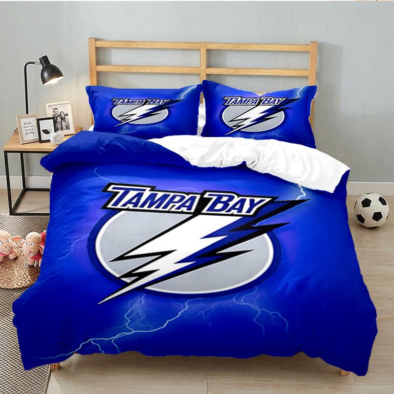 Tampa Lightning Logo 3PCS Bedding set,Ideal for 1pc Duvet Cover And 2pcs Pillowcases Perfect for Fan gift,Ideal for Bedroom, Dormitory