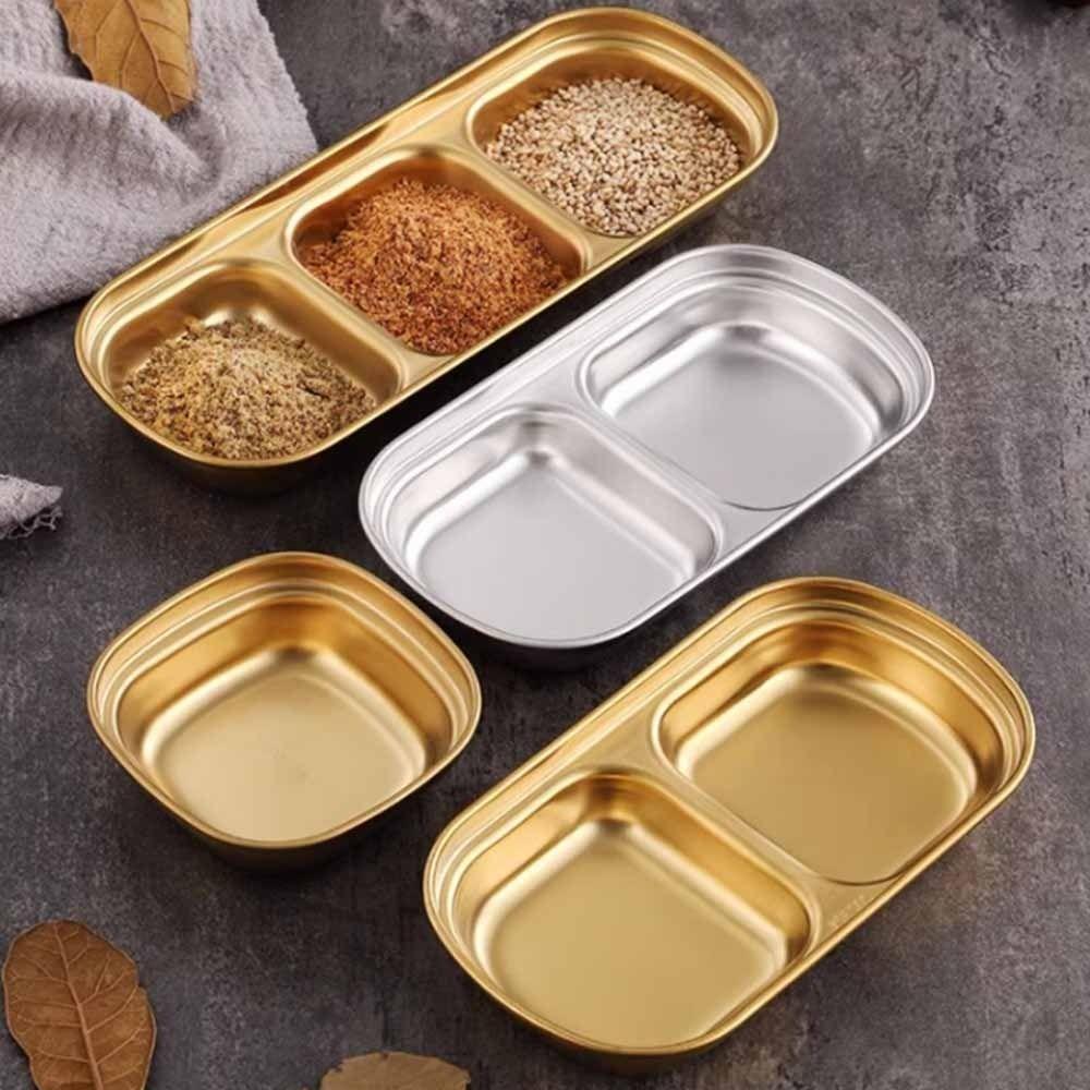 2Pcs Thickened Seasoning Dish Stainless Steel BBQ Seasoning Dip Plate Sauce Plate  Restaurant Use